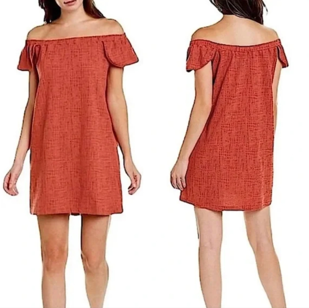 Madewell Eloise off shoulder mini dress, rust orange Size L